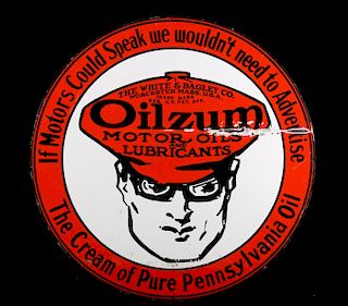 Old Style Oilzum Motor Oil Metal Single Sided Sign