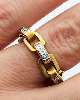 Bvlgari 18k Gold Asscher Cut Diamond Flexible Top Ring