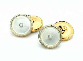 14k Yellow Mother Of Pearl & Seed Pearl 13.8mm