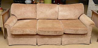 Chenille-Upholstered Three-Seat Sofa