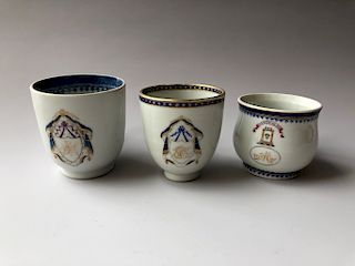  THREE OF CHINESE ANTIQUE EXPORT FAMILLE-ROSE CUPS