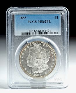 US 1883 Morgan Silver Dollar - Graded MS63