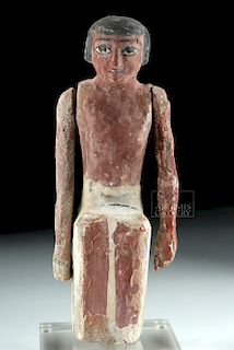 Polychrome Egyptian Wooden Boatman Figure