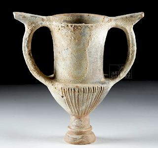 Greek Apulian Pottery Tall Kantharos