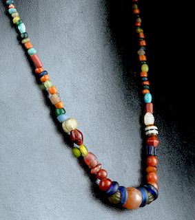 Ancient Roman Glass, Faience, & Stone Bead Necklace