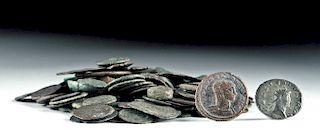 Lot of 140 Assorted Roman Bronze Coins, 341.9 g