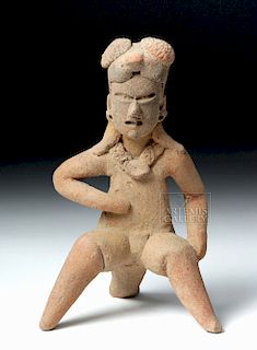 Pre-Columbian Olmec Pottery Seated Male Figure