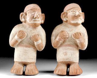 Matched Pair of Mochica Polychrome Standing Figures