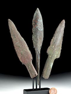 Lot of 3 Rare Old Copper Culture Copper Spear Heads