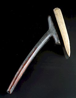 Ancient Inuit / Aleut Wooden Adze & Bone Blade