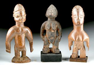 Lot of 3 Mid-20th C. Yoruba, Ewe, & Mina Wood Figures