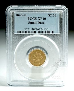 USA 1843 O Liberty Head $2.50 Gold Coin