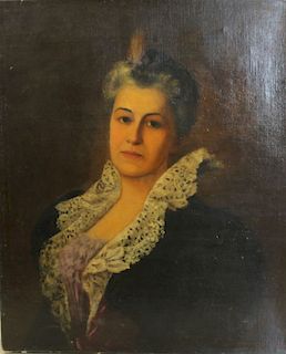 E BANNISTER. Oil on Canvas Portrait of a Lady.