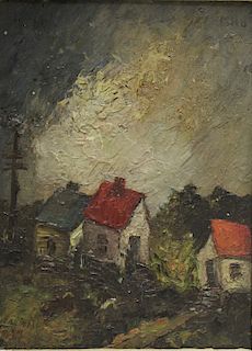 UNSIGNED. Oil On Board, Houses
