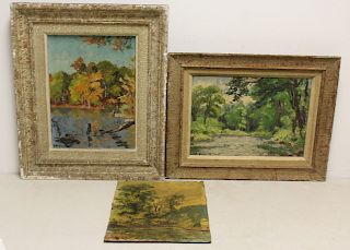 Lot Of 3 Oil Paintings Illegibly Signed
