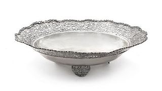 A Continental Silver Bowl, Probably German, First Half 20th Century, shallow circular with flat rim pierced with acanthus scroll