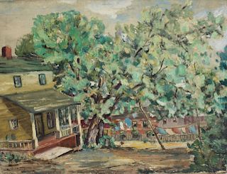 H. SLOTTMAN. Signed Oil On Canvas Of A House .