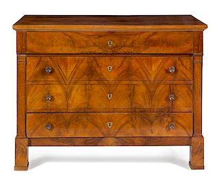 * A Louis Philippe Burl Walnut Secretary Commode Height 38 1/4 x width 51 x depth 23 inches.
