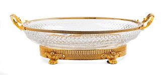A French Gilt Bronze and Cut Glass Center Bowl Height 5 1/4 x width 17 inches.