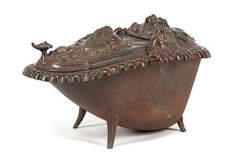 A French Cast Iron Coal Scuttle Width 23 inches.