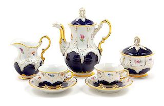 A Meissen Porcelain Tea Service Height of teapot 8 inches.
