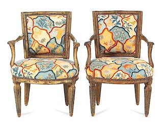 * A Pair of Italian Painted Armchairs Height 34 inches.