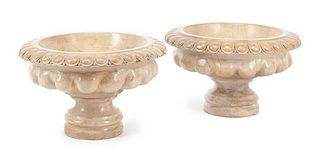 A Pair of Italian Marble Tazze Diameter 15 1/2 inches.