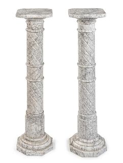 A Pair of Continental Marble Pedestals Height 39 1/2 inches.