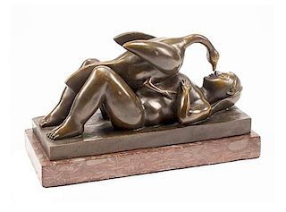 A Continental Bronze Figural Group Width of bronze 14 inches.