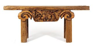 A Chinese Softwood Altar Table Height 37 1/2 x width 87 1/2 x depth 13 1/4 inches.