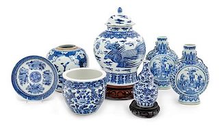 Seven Chinese Porcelain Articles Height of tallest 14 inches.