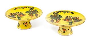 A Pair of Chinese Porcelain Tazze Diameter 8 1/4 inches.