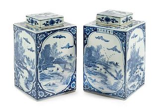 A Pair of Chinese Porcelain Tea Caddies Height 12 inches.
