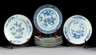 Ten Chinese Porcelain Plates Diameter of largest 9 inches.