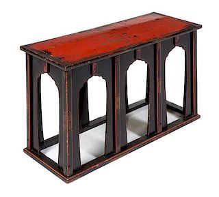 A Japanese Painted Altar Stand Height 19 x width 35 x depth 13 inches.