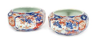 A Pair of Imari Palette Porcelain Bowls Diameter 10 1/4 inches.