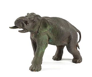 A Japanese Bronze Elephant Width 15 1/2 inches.