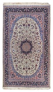 An Isfahan Wool Rug 9 feet 8 inches x 5 feet 11 inches.