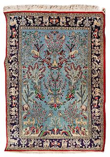 A Persian Wool Prayer Rug 4 feet 7 1/2 x 3 feet 4 3/4 inches.