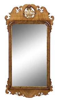 A George III Style Parcel Gilt Mahogany Mirror Height 41 1/4 x width 21 3/4 inches.