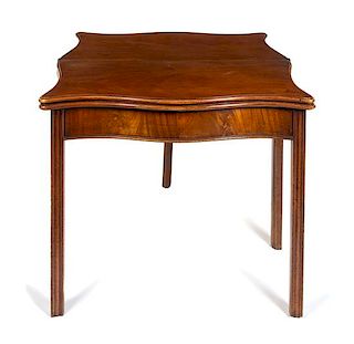 A George III Style Mahogany Triple Top Table Height 28 1/4 x width 33 1/2 x depth 35 1/2 inches.