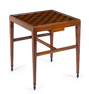A Regency Style Game Table Height 24 x width 21 x depth 21 inches.