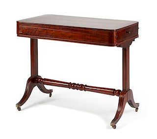 A Regency Mahogany Bagatelle Game Table Height 30 1/2 x width 36 x depth 20 inches.