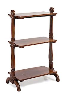 A William IV Rosewood Etagere Height 39 x width 24 3/4 x depth 12 3/4 inches.