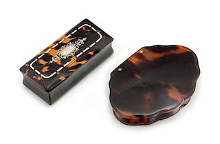 * Two Tortoise Shell Snuff Boxes Width of larger 3 1/2 inches.