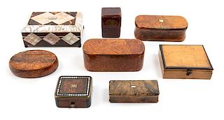 A Collection of English Boxes Width of first 3 1/4 inches.