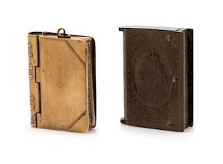 * Two Book-Form Match Safes Height of first 2 1/8 inches.