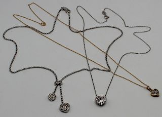 JEWELRY. 14kt Gold, and Diamond Heart Necklaces.