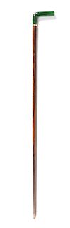 An English 9-Karat and Hardstone Mounted Cane Length 37 1/2 inches.