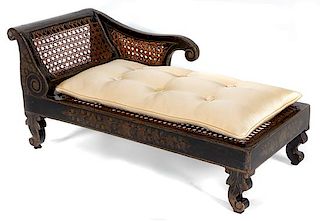 An English Diminutive Painted Chaise Longue Height 10 x width 20 x depth 9 inches.